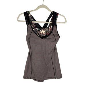 Lululemon Butterfly sports Bra Tank Top combo Stripe size 6 active yoga